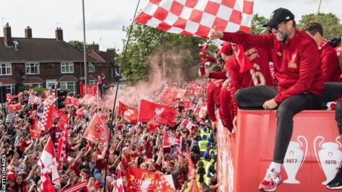 Liverpool parade their Champions League trophy