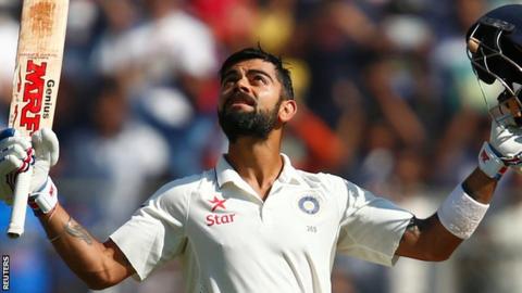 India captain Virat Kohli celebrates his double century