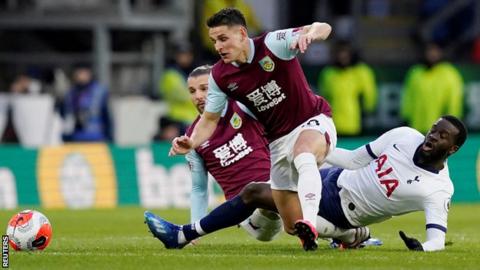 Tanguy Ndombele tackles Ashley Westwood in the 1-1 draw between Burnley and Tottenham