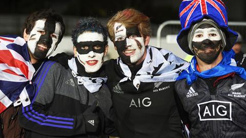 Rugby Fans watch the All Blacks play Argentina