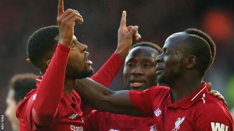 Georginio Wijnaldum celebrates goal