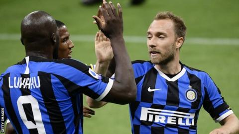 Romelu Lukaku, Ashley Young and Christian Eriksen