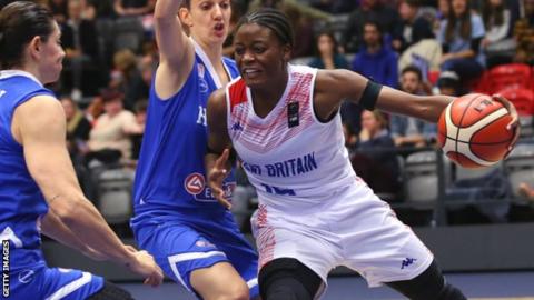 Temi Fagbenle playing against Greece