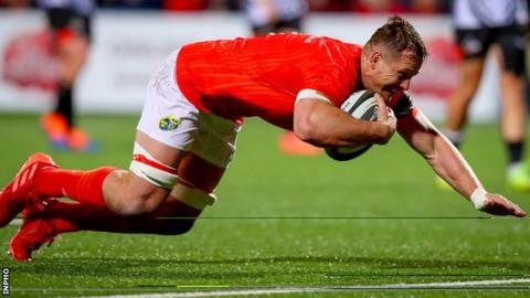 Arno Botha scores his second Munster try against Southern Kings