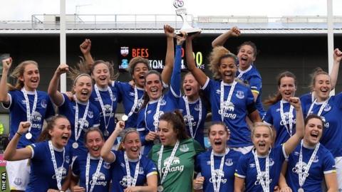Everton Ladies celebrate winning WSL 2 Spring Series title
