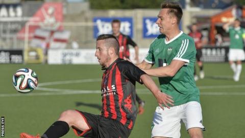 Michael Carvill in action during the first leg