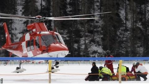 An air ambulance took George Baker to hospital