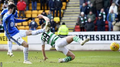 Celtic's James Forrest slides in to open the scoring