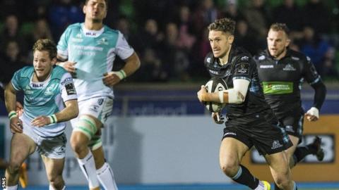 Henry Pyrgos playing for Glasgow Warriors against Connacht