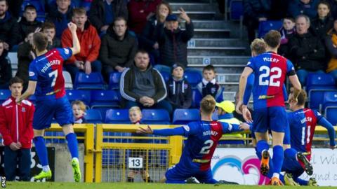 Shaun Rooney celebrate scoring for Inverness