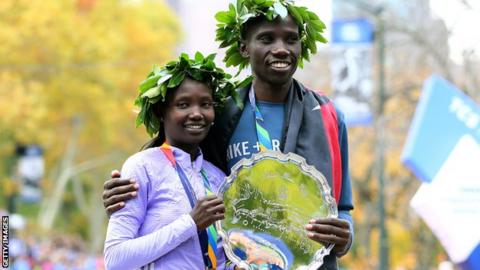 Mary Keitany and Stanley Biwott