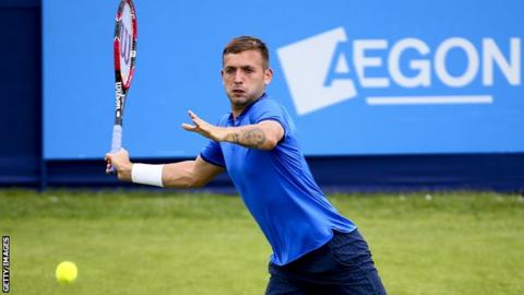 Dan Evans in action at the Aegon Open