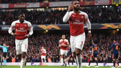 Image result for EUROPA: Arsenal beats Valencia 3-1 in first semi-final