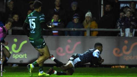 Ospreys wing Keelan Giles scored two tries to show he is getting back to his best after long-term injury