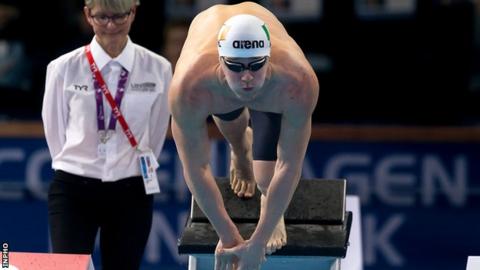 Jordan Sloan starts his 200m freestyle final in Copenhagen