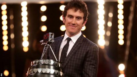 Geraint Thomas with his SPOTY trophy