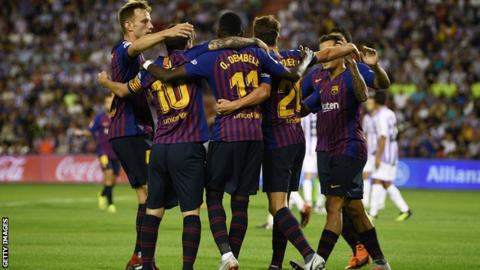 Barcelona players celebrate