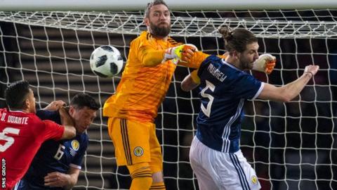 Allan McGregor in action for Scotland against Costa Rica