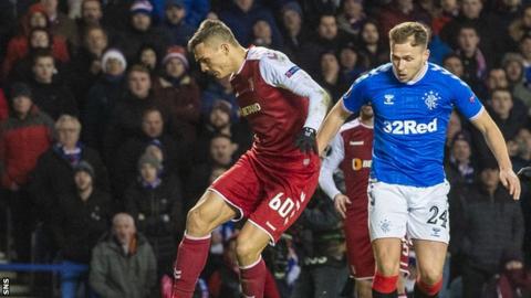Greg Stewart playing for Rangers against Braga