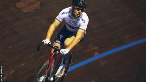 Mark Cavendish racing on the track