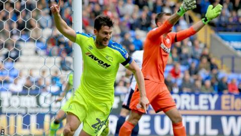 Derby County's David Nugent celebrates goal