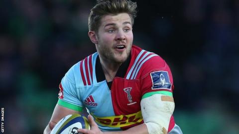 Harlequins centre Harry Sloan in action