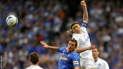 Barry Ferguson playing for Rangers against Zenit St Petersburg in the 2008 Uefa Cup final