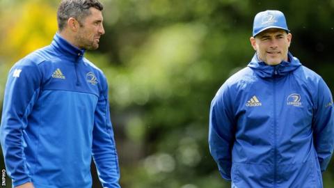 Leinster's Rob Kearney and backs coach Felipe Contepomi