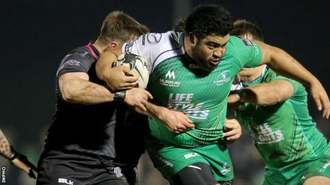 Connacht prop Rodney Ah You in action against Sam Parry of the Ospreys in Galway