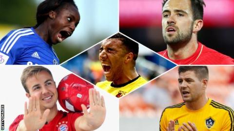 Eniola Aluko, Mario Gotze, Steven Gerrard, Troy Deeney and Danny INgs