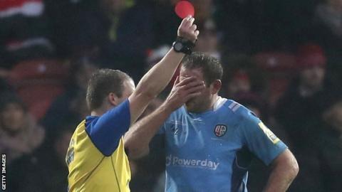 London Irish captain David Paice is sent off against Gloucester