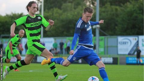 Joe Mason (R) fires Cardiff City ahead at Forest Green Rovers