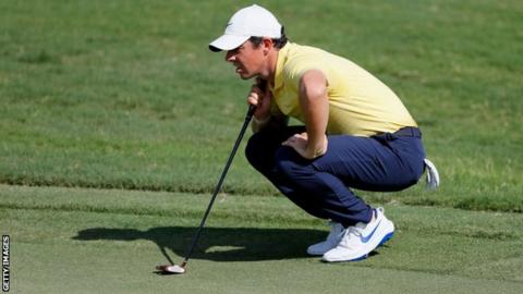 McIlroy missed a putt for birdie on the last which would have moved him into a share of the lead