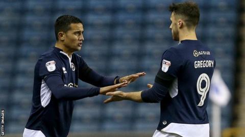 Millwall forward Tim Cahill comes on as a substitute for Lee Gregory against Cardiff