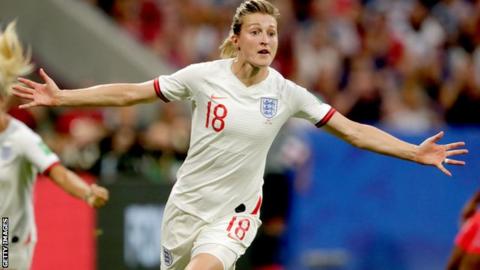 Ellen White celebrating at the World Cup