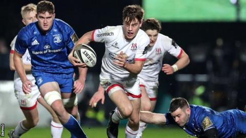 Ethan McIlroy bursts past Fergus McFadden at the RDS