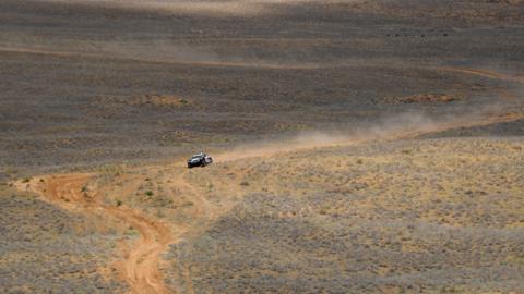 Astrakhan, Russia, 24 July: MCM's Mathieu Serradori and Fabian Lurquin compete during the fourth leg of the Silk Way Rally 2018. (Photo by Damien Meyer/AFP/Getty Images)