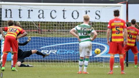 Partick Thistle's Sean Welsh scores his penalty against Celtic
