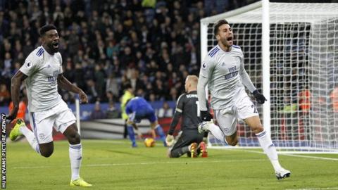 Victor Camarasa celebrates scoring Cardiff City's late winner against Leicester City in December