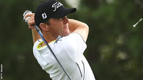 Michael Hoey tees off at the 15th in Sunday's final round in Moscow