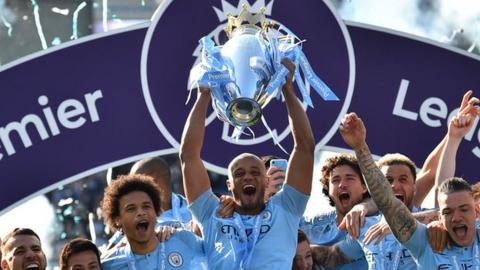 Man City lift Premier League trophy