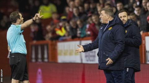 Mark McGhee was sent to the stand by referee Alan Muir