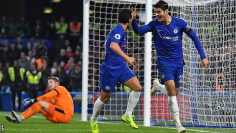 Alvaro Morata celebrates scoring for Chelsea against Crystal Palace