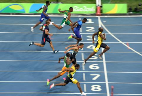 Usain Bolt wins the 100m at the 2016 Olympics