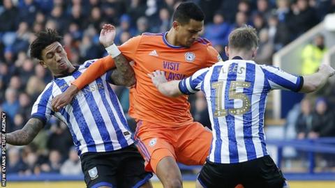 Cardiff City striker Robert Glatzel in action against Sheffield Wednesday