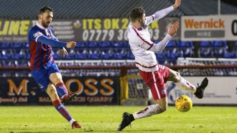 Joe Chalmers fires home for Inverness CT against Brechin City