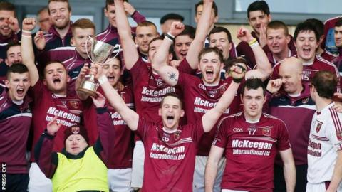 Cushendall celebrate winning the Ulster Hurling Championship in October 2015