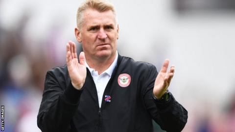 Dean Smith on the sidelines during his time at Brentford