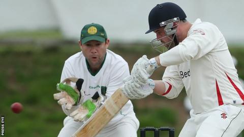 Waringstown batsman James Hall and North Down wicket keeper Peter Shields