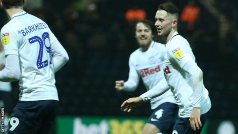 Alan Browne put Preston 1-0 up against Middlesbrough at Deepdale